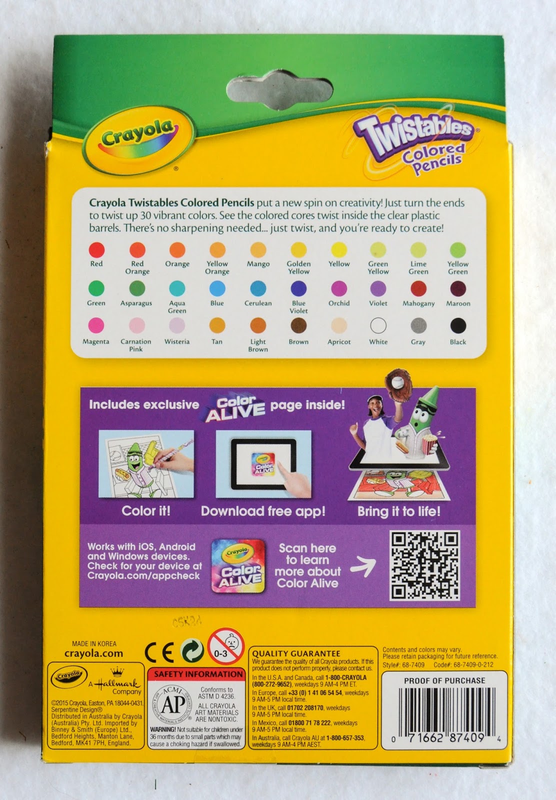 Crayola Twistables Colored Pencils with Color Alive: What's Inside